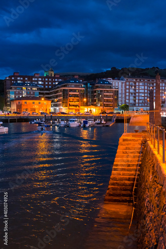 Port of Laredo at dusk, Cantabria, Spain, Europe