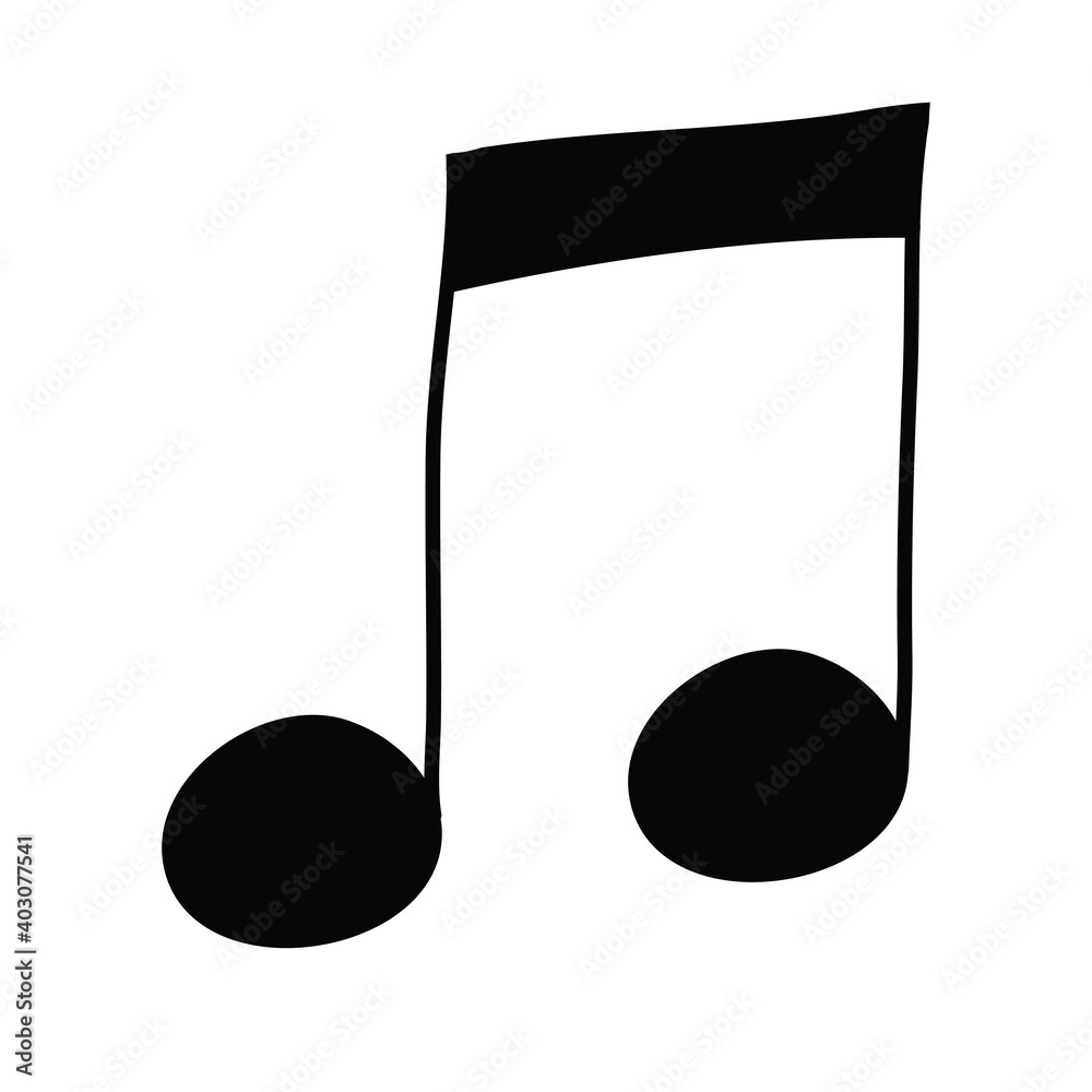 Eighth note, two eighth notes under one edge, musical notation hand drawn vector Eighth note, two eighth notes under one edge, musical notation hand drawn vector