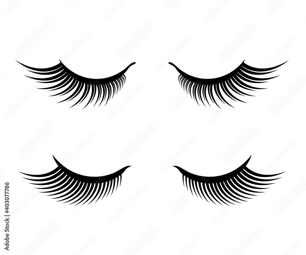 Long eyelashes on a white background. Vector illustration. Long eyelashes on a white background. Vector illustration.