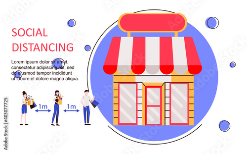 Social distancing and coronavirus covid-19 prevention: maintain a safe distance from others when shopping in stores