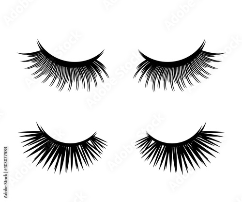 Long eyelashes on a white background. Symbol. Vector illustration.