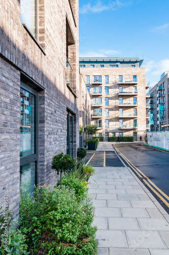 London, United Kingdom, January 04, 2021:Academy House, Thunderer Street. New modern apartment block of flats on the Green Street, Upton gardens, former site of west Ham football ground, Upton park
