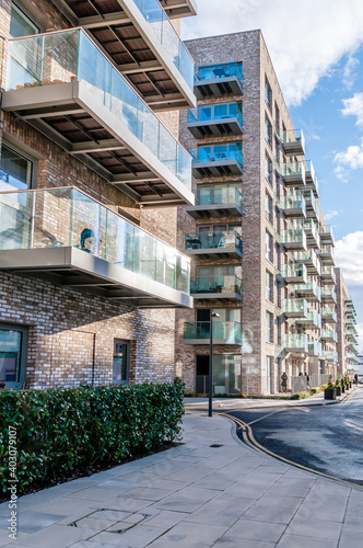Canvas Print London, United Kingdom, January 04, 2021: New modern apartment block of flats on
