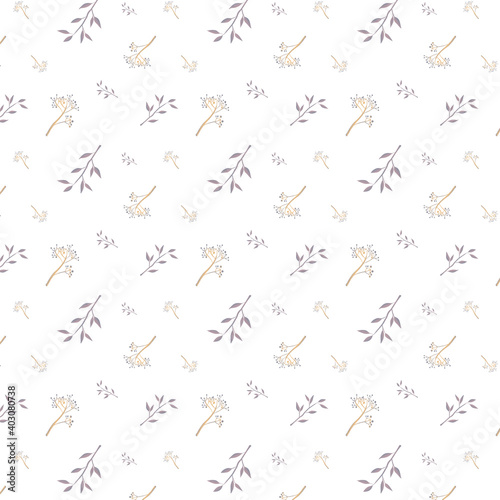 Pattern with hand-drawn floral ornament in pastel colors © May