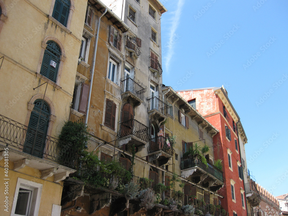 Houses in the italian city of Verona