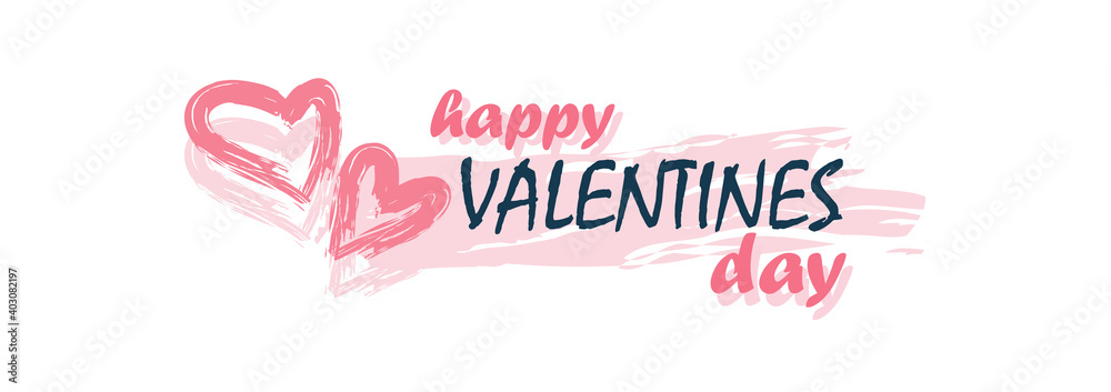 Valentine's Day card with greeting text and heart symbols.