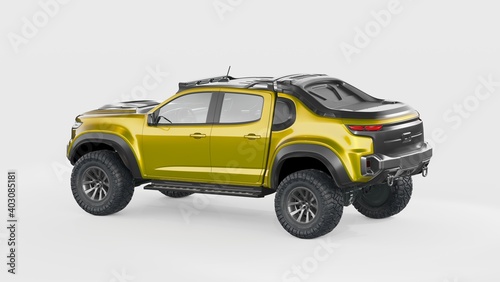 3D rendering of a brand-less generic pickup truck