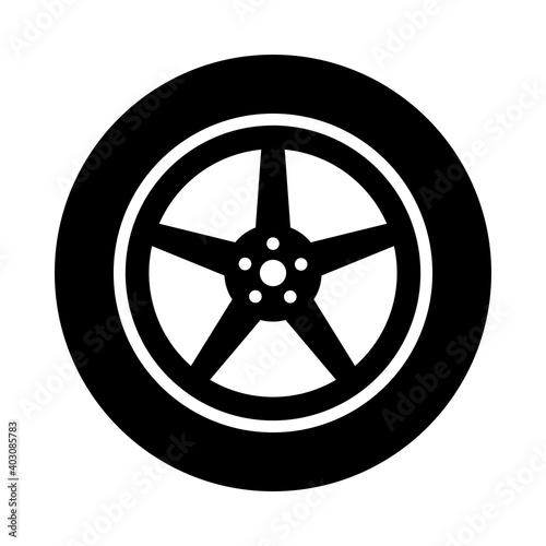 Car tire or car tyre with alloy rim wheel vector