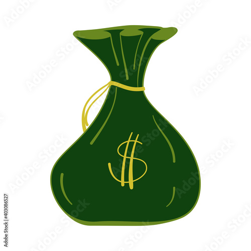 Money bag or sack with dollar sign symbol in vector icon