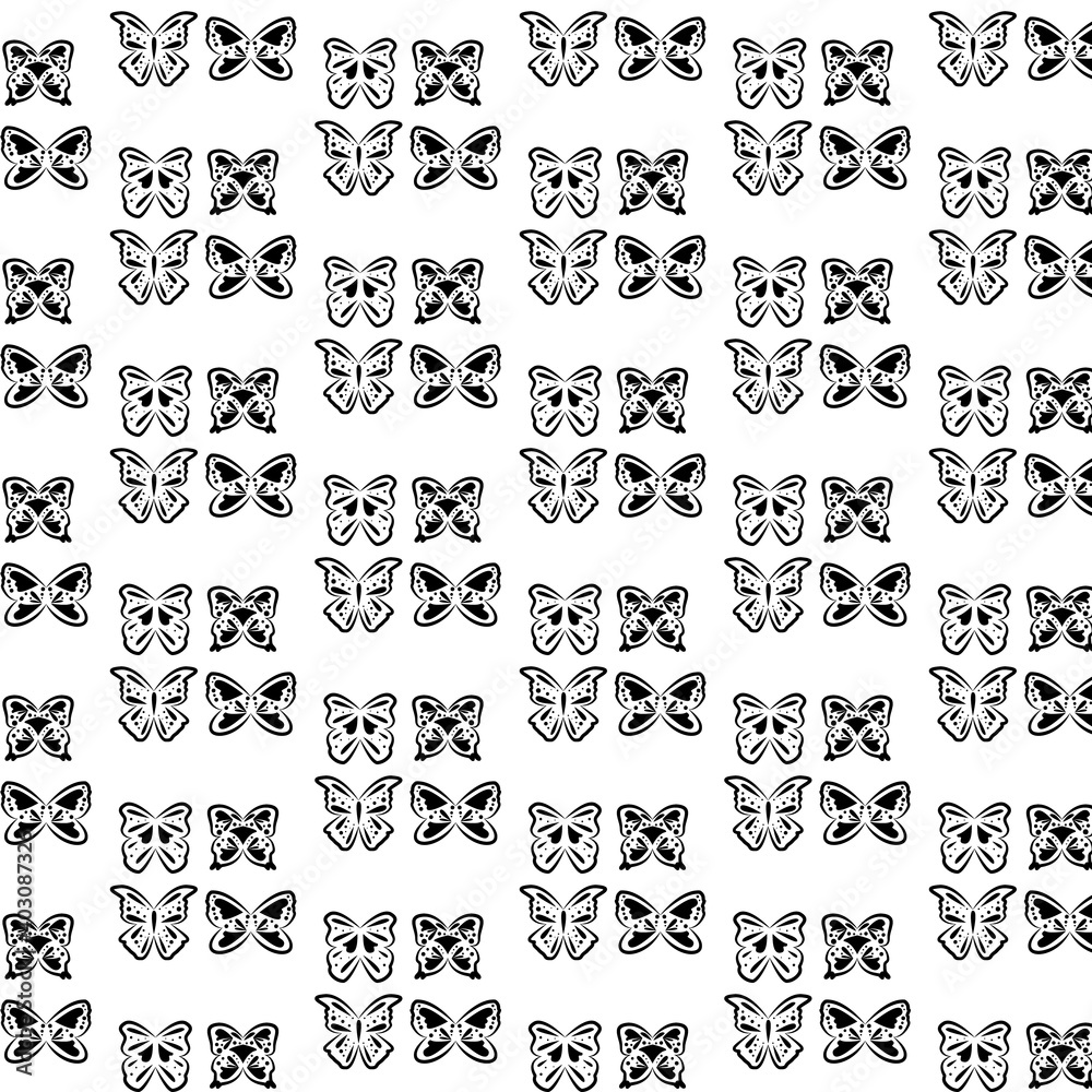 Decorative butterfly pattern design on white background Decorative butterfly pattern design on white background