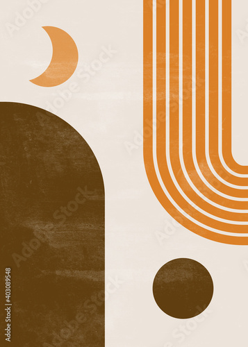Abstract sun moon print boho minimalist printable wall art geometric abstract