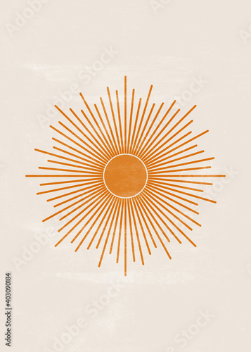 Orange Sun print boho minimalist printable wall art