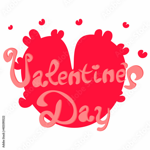  Love lettering on a background of red hearts. Valentine's day card.