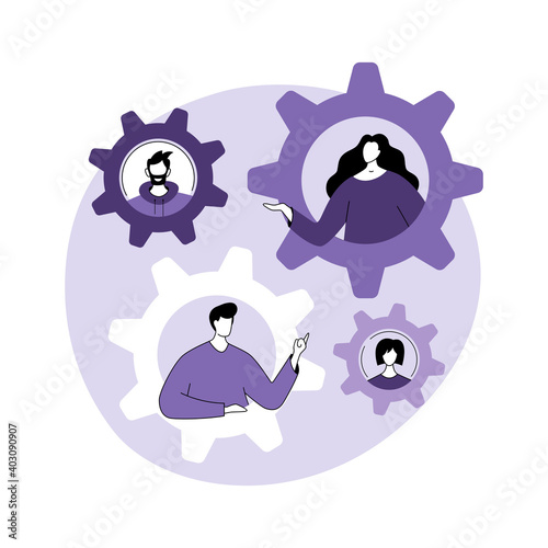 Abstract concept of social role. Social norms, gender stereotypes, social norms, role exchange is an abstract metaphor. Vector illustration in flat modern style.