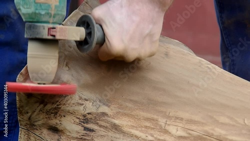 Processing of bark of walnut wood with drill
