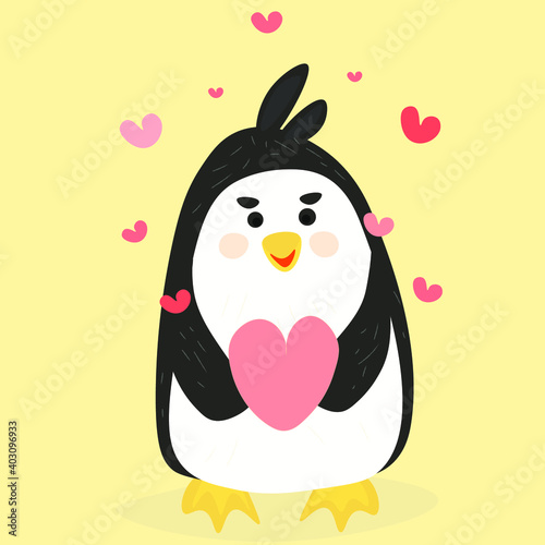penguin with a heart
