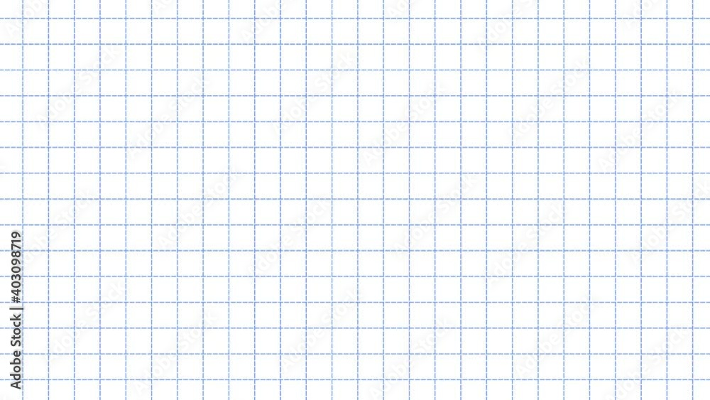 Square maths grid line table blue color zoom in closeup 4k animation footage.  Advertising back to school line grid in a cage. Copy space squared dotted graph table background.
