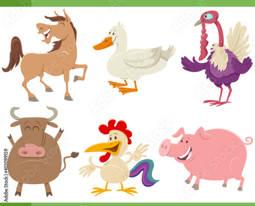Fototapeta Naklejka Na Ścianę i Meble -  cartoon funny farm animal characters set