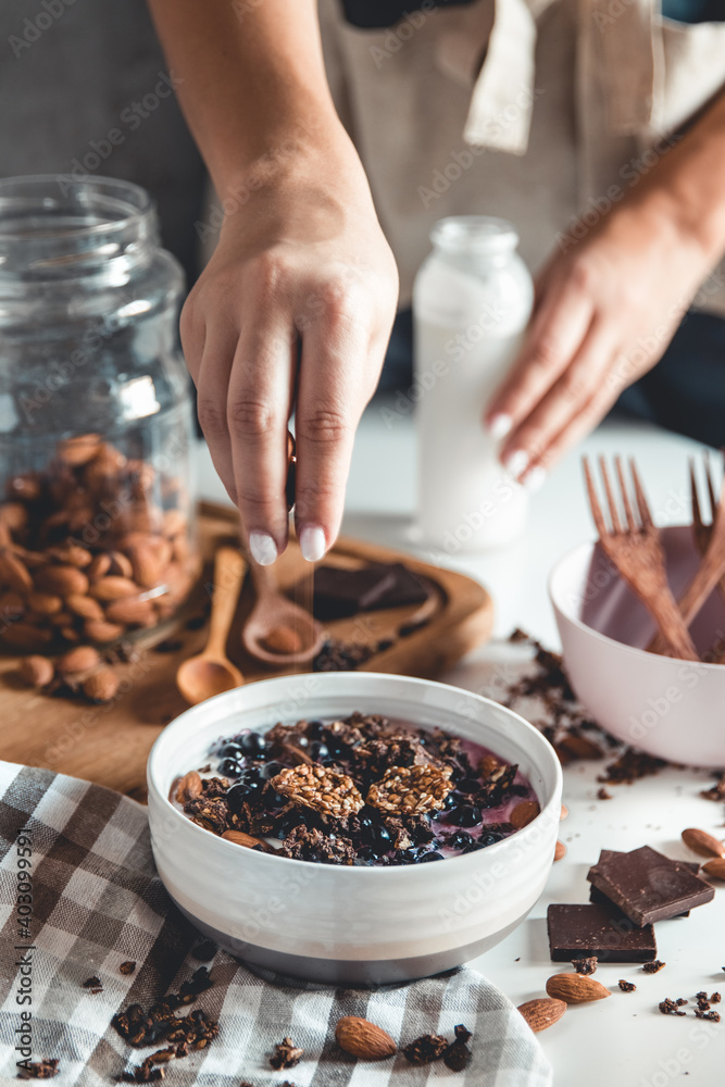 Healthy breakfast. granola, healthy food and education. Healthy breakfast. granola, healthy food and education.