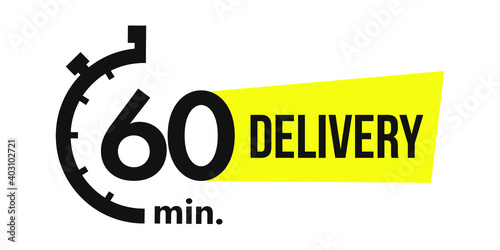 60 minutes delivery. Vector illustration.