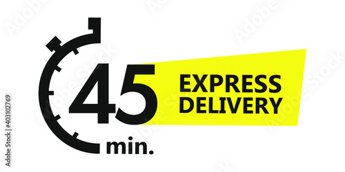 45 minutes express delivery. Vector illustration.