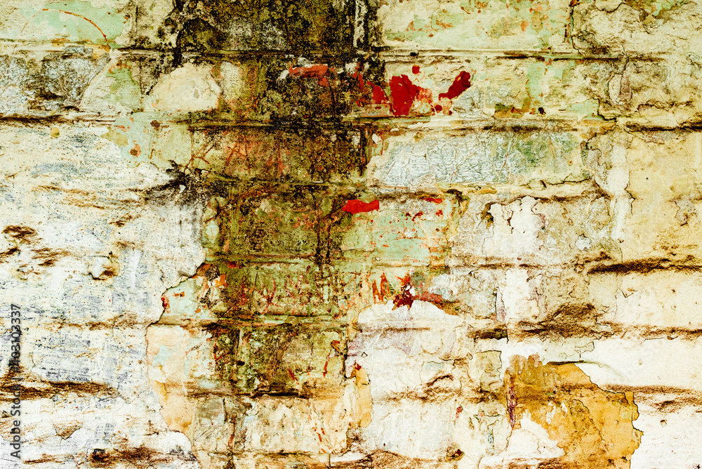 Obraz premium Texture of a brick wall with cracks and scratches which can be used as a background