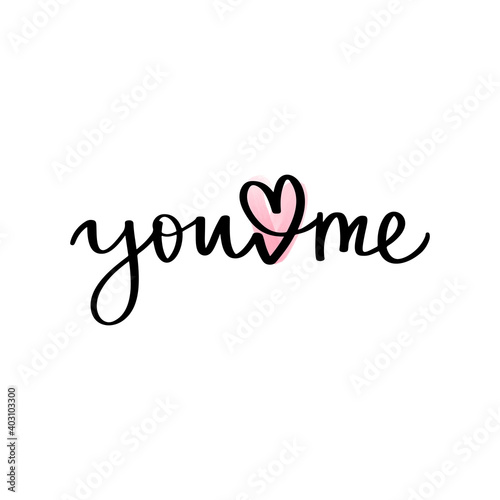 Love lettering vector quote. Romantic calligraphy phrase for Valentines day cards, family poster, wedding decoration.