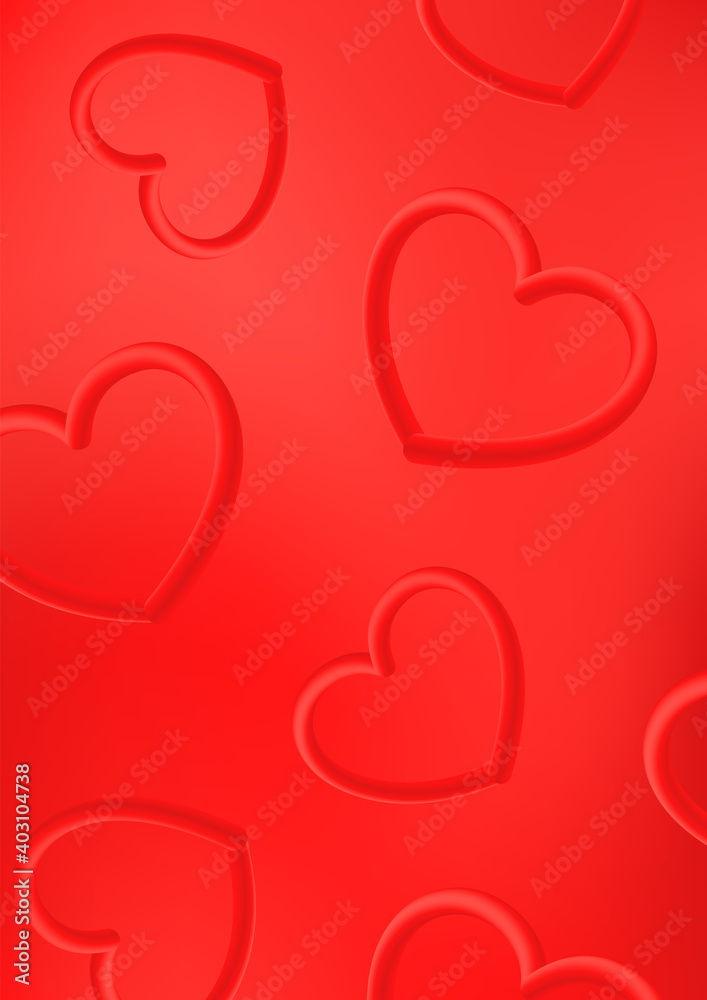 Vector card with 3d hearts on a red gradient background. It can be used for congratulations on Valentine's Day, wedding, or other romantic holidays. Vector card with 3d hearts on a red gradient background. It can be used for congratulations on Valentine's Day, wedding, or other romantic holidays.