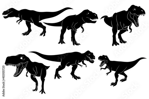 Hand drawn silhouette of tyrannosaurus