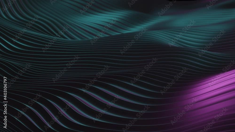 Iridescent looping wave animation - teal and magenta