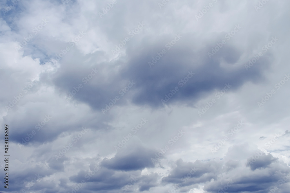 Sky with clouds. The texture of the clouds. Precipitation, a natural phenomenon. Template, blank for background, postcard, cover, post in social networks, media
