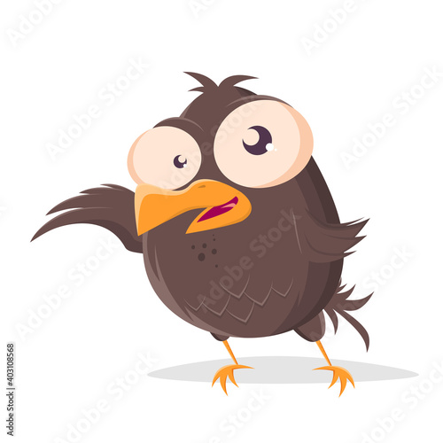 funny cartoon bird is presenting something