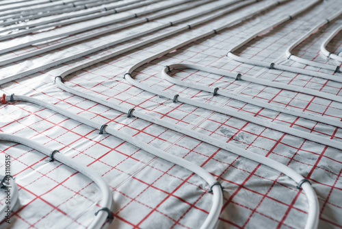 Wallpaper Mural Pipes of underfloor heating system. Close up view. No people Torontodigital.ca