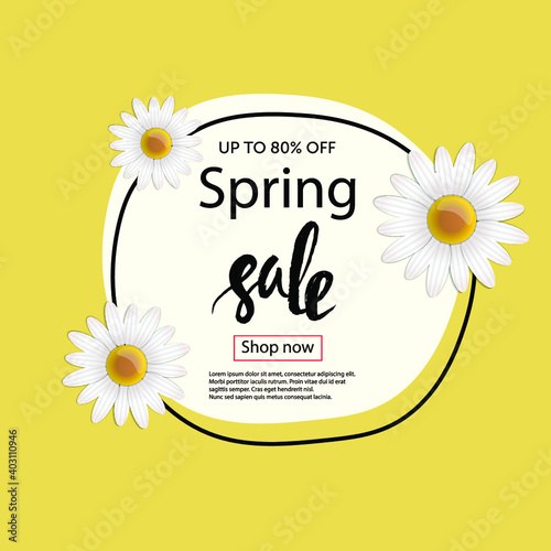 Spring sale bright colorful banner illustration