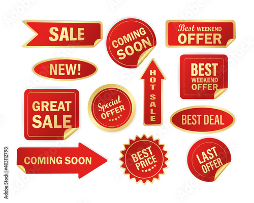 Modern red special sale, best and special offer and special discount stickers, great design for any purposes. Vector illustration.