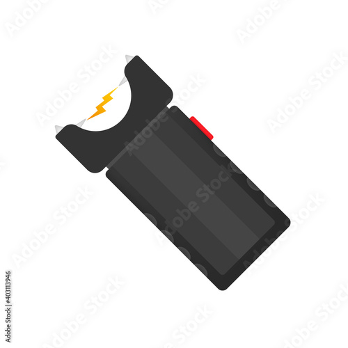 Cartoon stun gun. Protection symbol. Vector stock illustration.