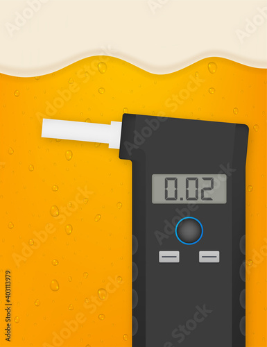 Handheld Breath Alcohol Tester Analyzer Electronic Device. Vector stock illustration.