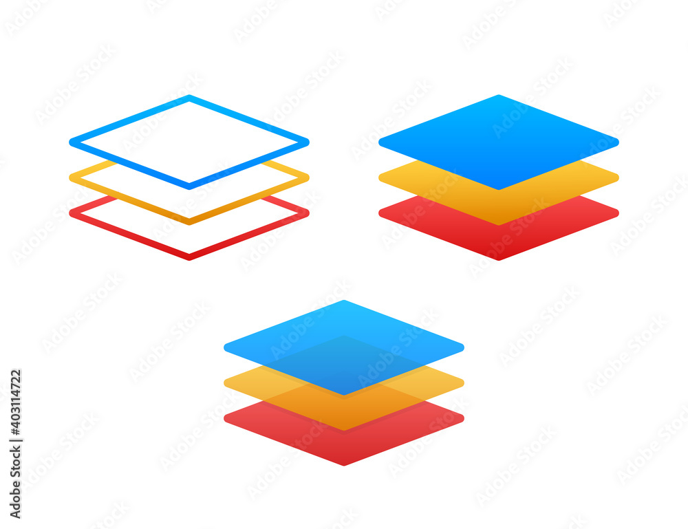 Layers icon, three levels. Vector stock illustration.