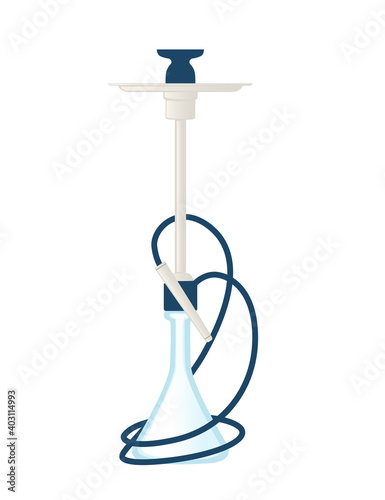 Modern blue hookah unhealthy tool for smoking flat vector illustration isolated on white background