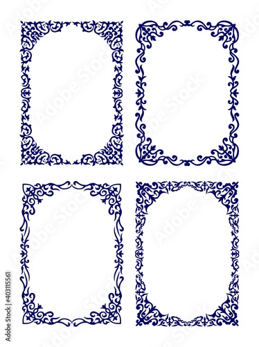 set of frames with ornaments 