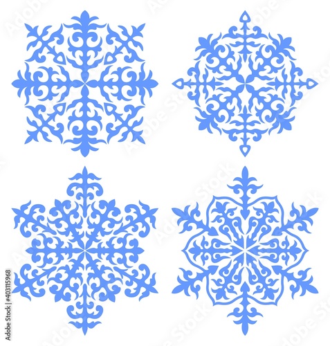 Beautiful ornaments in the form of a snowflake