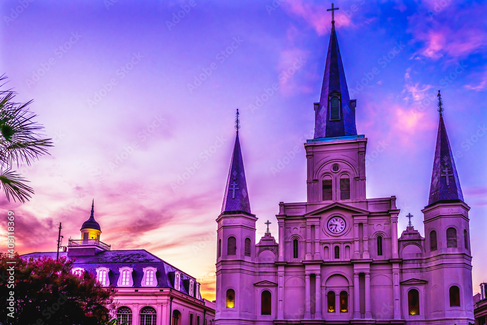 Saint Louis Cathedral Cabildo State Museum New Orleans Louisiana