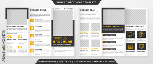 trifold brochure template with clean layout and minimalist style use for business promotion 