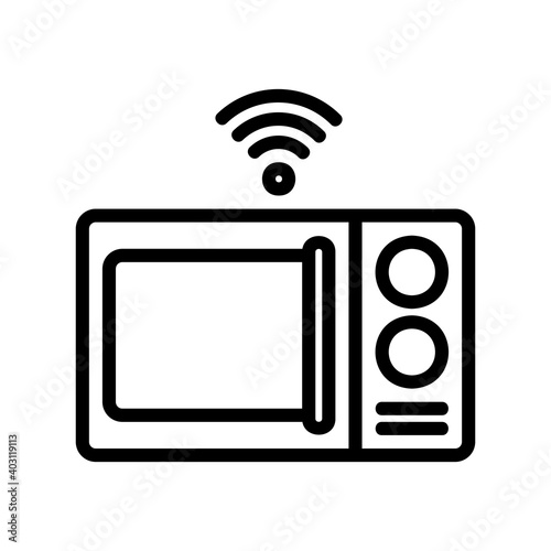 Microwave icon vector illustration in line style about internet of things for any projects