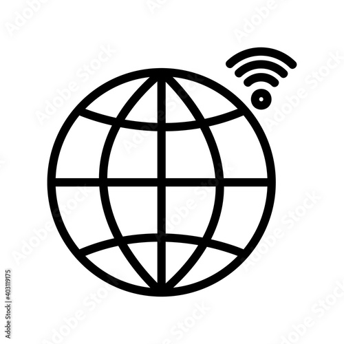 Globe icon vector illustration in line style about internet of things for any projects