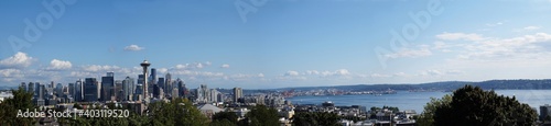 Panorama Seattle. View from Kerry Park (public park and viewpoint on the south slope of Queen Anne Hill in Seattle). Washington, United States.