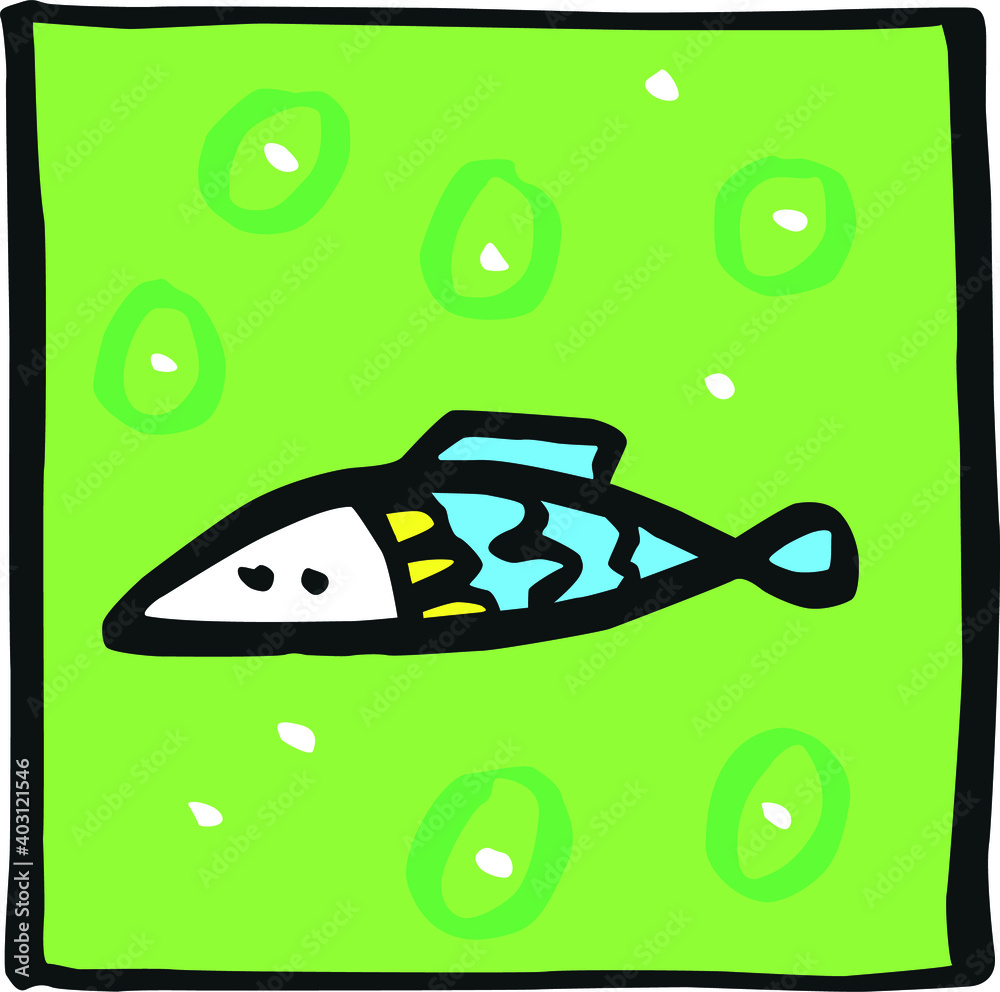 Floating fish simple hand drawing converted to vector and colored Stock ...