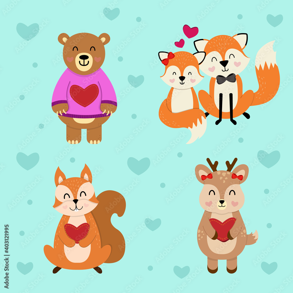 Obraz premium set of cute animals