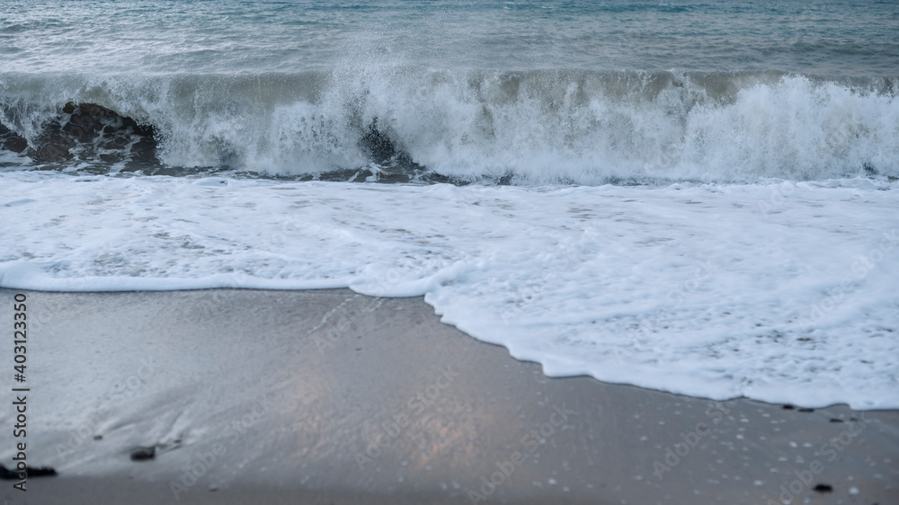 Seascape waves at the sea in windy weather in winter Seascape waves at the sea in windy weather in winter