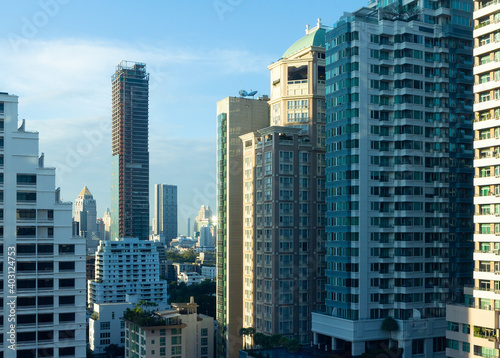 Building of Bangkok city morning for background. Bangkok  Thailand  Asia